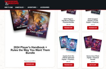 A screenshot of Wizards of the Coast's preorder page, where you can buy the "Player's Handbook plus Rules the Way You Want Them" bundle.