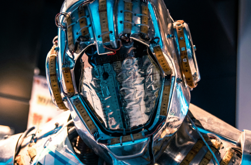 A robot's face reflects the D&D Beyond character creator.