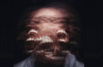 Many images of a person screaming are overlayed to create a disconcerting image of an eyeless, many-mouthed creature.